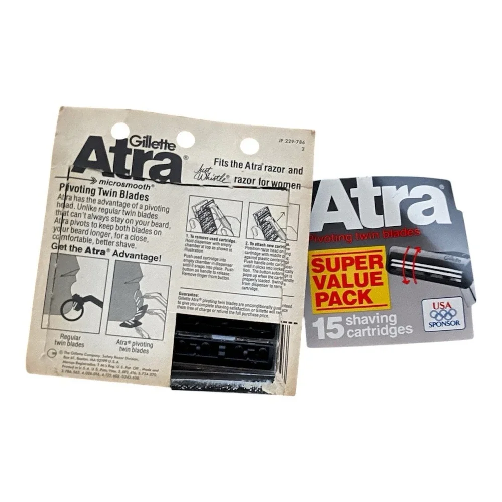 Gillette Atra Vintage Refills Razor Blade Cartridges Total 15 New from 1983 NOS